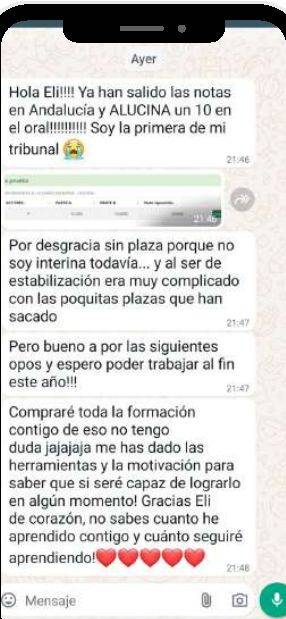 Mensaje de Cristina (Andalucía) con su nota: 10