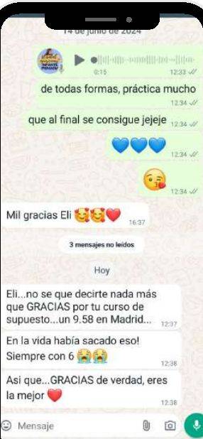 Mensaje de Sara (Madrid) con su nota: 9,58