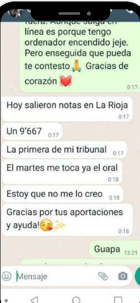 Mensaje de Carmen (La Rioja) con su nota: 9,667