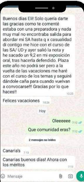 Mensaje de Sara (Canarias) con su nota: 9,2