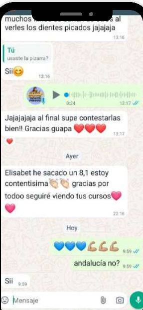 Mensaje de María (Andalucía) con su nota: 8,1