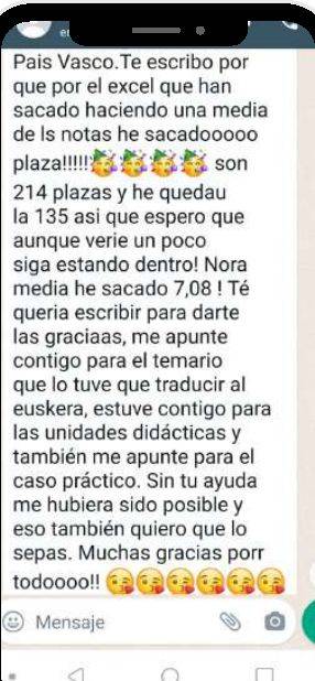 Mensaje de Andrea (País Vasco) con su nota: 7,08