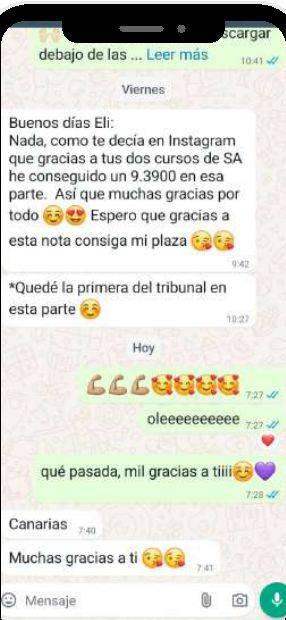 Mensaje de Beatriz (Canarias) con su nota: 9,3900