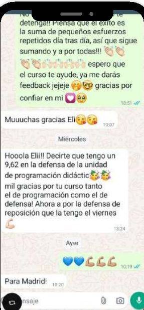 Mensaje de Silvia (Madrid) con su nota: 9,62