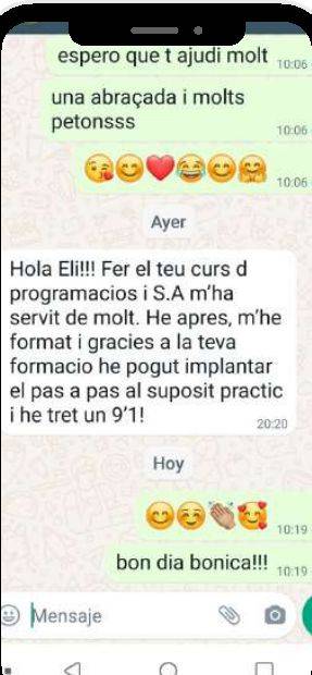Mensaje de Irene (Cataluña) con su nota: 9,1