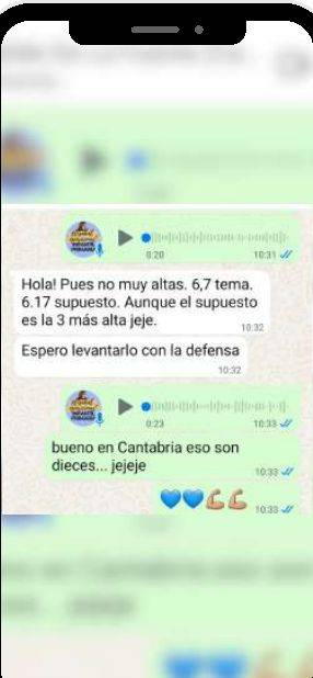 Mensaje de una alumna (Cantabria) con su nota: 6,7 y 6,17