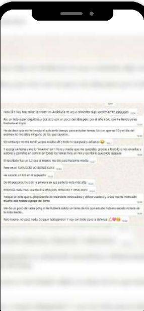 Mensaje de Cristina (Andalucía) con su nota: 9,8