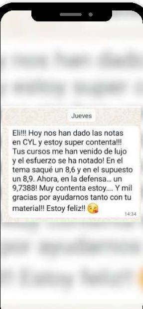 Mensaje de Rebeca (Castilla y León) con su nota: 9,7388, 8,6 y 8,9