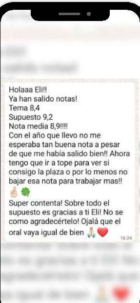 Mensaje de Sandra (Castilla y León) con su nota: 8,4 y 9,2