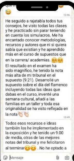 Mensaje de Fátima (Andalucía) con su nota: 9,21