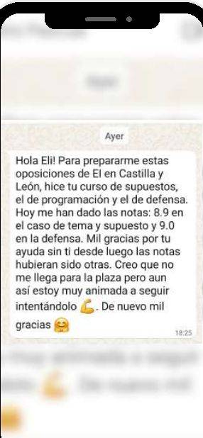 Mensaje de Beatriz (Castilla y León) con su nota: 8,9 y 9
