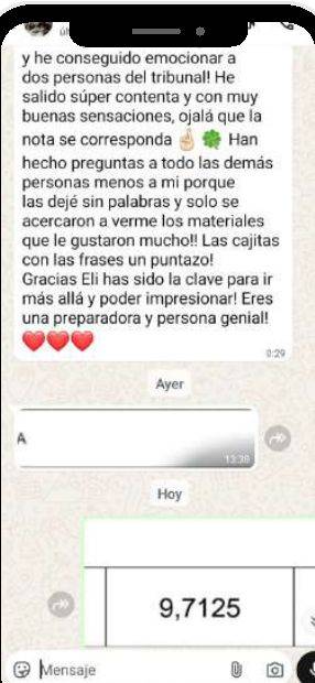 Mensaje de Sandra (Castilla y León) con su nota: 9,7125