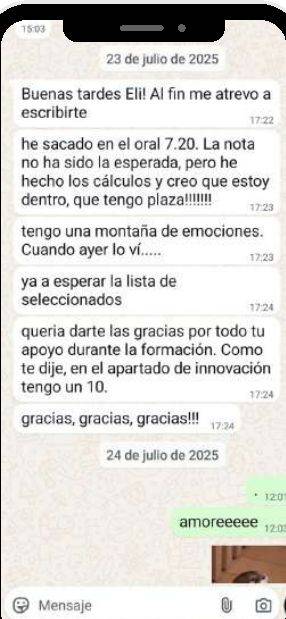 Mensaje de Miriam (Andalucía) con su nota: 7,20