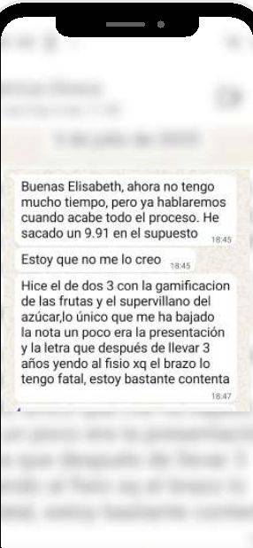 Mensaje de Patricia (Andalucía) con su nota: 9,91