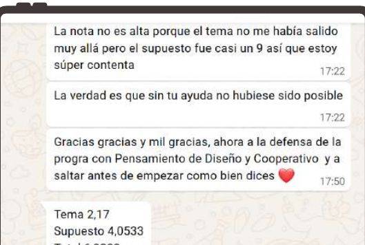 Mensaje de Verónica (Asturias) con su nota: 8,1 supuesto