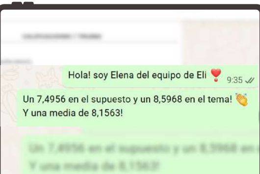Mensaje de Ana (Extremadura) con su nota: 7,496 supuesto y 8,597 tema