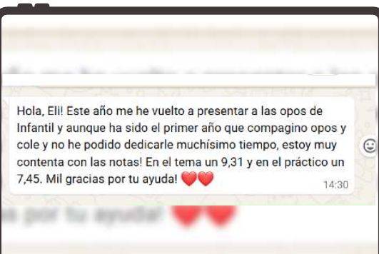 Mensaje de Laura (Madrid) con su nota: 7,45 supuesto y 9,31 tema