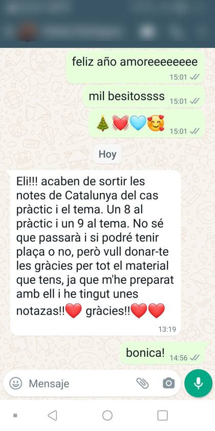 Mensaje real de una alumna sobre la formación