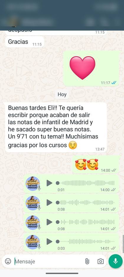 Mensaje real de una alumna sobre la formación