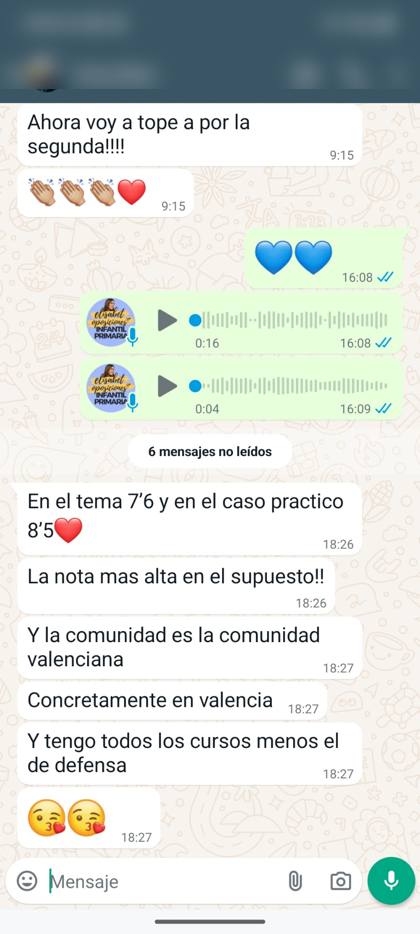 Mensaje real de una alumna sobre la formación